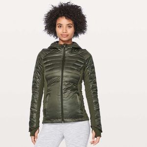 Lululemon down for a run jacket in gator green size 6